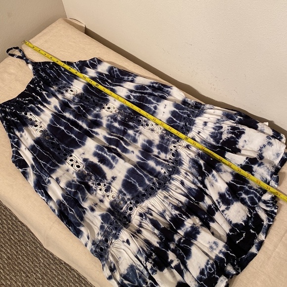 Raviya tie dye spaghetti strap crocheted trim flowy tunic style mini dress - Picture 10 of 10